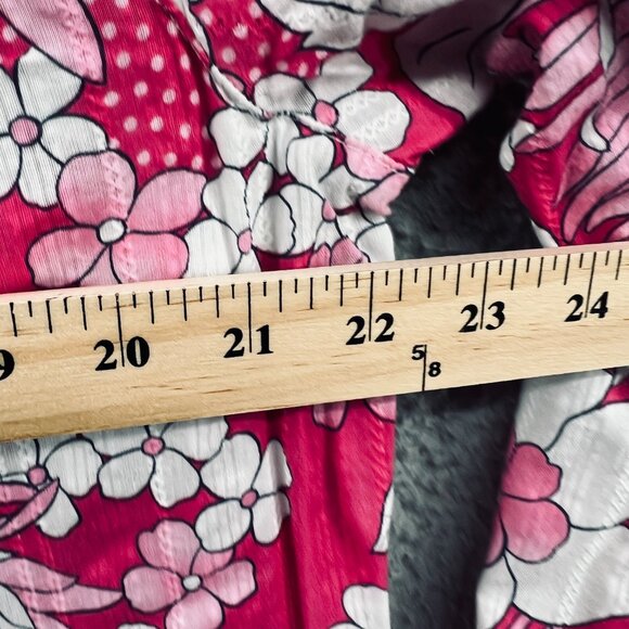 Alfred Dunner Womens Top 18W Pink White Floral 100% Cotton Button Front Roll Tab - Picture 8 of 10